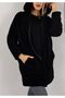 Black Hooded Fluffy Jacket - 3
