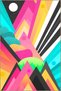 Multicolored Abstract Space Design Geometric Patterned Modern Decorative Carpet 4970