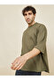 3/4 Sleeve Oversized T-Shirt with Raw Hem