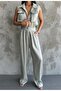 Glittery Modal Fabric Vest and Trousers Set - Hijab with Pockets and Zipper - 2