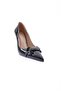 Black Patent Leather Pointed Toe Accessory Thin Heeled Women's Shoes - 21611012859 - 3