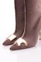Brown Velvet Women's Heeled Boots - Emblem 91123557 - 4