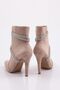 Women's Pointed Toe Crystal Stone Banded Thin Heeled Boots Beige Suede 53643247 - 3