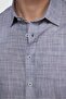 Men's Slim Fit Long Sleeve 100% Cotton Linen Texture Epaulettes Navy Blue Shirt - 5