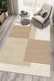 Machine Washable Non-Slip Base Stain-Resistant Beige Striped Living Room Carpet Kitchen Carpet and Runner Rug