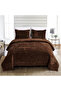 Double Velvet Bed Cover Set - Supersoft Quilted, 3 Pieces, Soft Fiber Filled - 5