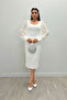 Crepe Fabric Square Collar Pencil Dress