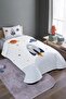 Rocket and Space Patterned Single Pique Set and Bedspread - 2