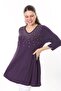 Women's Plus Size Plum Stone Detailed Capri Sleeve Tunic 65N37696 - 4