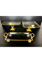 3 Piece Gold Gilded Crystal Presentation Stand with Crystal Base - 4