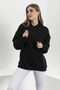 Black Plain Hooded Kangaroo Pocket Sweatshirt - 3