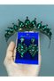 Neri Model Bridal Wedding Henna Tiara and Teardrop Earring Set, Green - 3