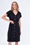 Dress with Buttons Black Color Short Sleeve - 3