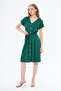 Dress with Buttons Dark Green Color Short Sleeve