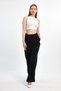 Flexible Fabric - Women's Palazzo Trousers with Pleats and Belt - 3
