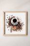 With Wooden Frame, Watercolor Effect Coffee Beans, Turkish Coffee, Top View to Filter Coffee