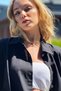 Women's Black Motif Oversize Linen Shirt ALC-X11288 - 5