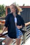 Women's Black Motif Oversize Linen Shirt ALC-X11288