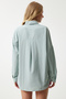 Women's Green Oversize Long Basic Shirt Mx00167 - 5