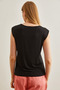 Women's Black Scalloped Detailed Knitted Viscose Blouse Blz- 19002657 - 2
