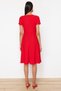 Red Ruffled Double Breasted Closure Skater/Waist Opening Stretchy Midi Knitted Dress Twoss24El01068 - 6