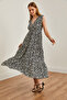 Women's Daisy Black Double Breasted Lapel Print Maxi Knitted Dress Elb- 19002125 - 4