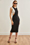 Women's Black Crop Blouse Side Open Dress 2 Piece Suit Elb- 19002175 - 2