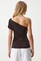 Women's Brown Single Shoulder Gathered Knitted Blouse DZ00112 - 4