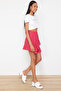 Fuchsia Textured Asymmetric Ruffle Detailed Elastic Waist Flexible Mini Knitted Skirt TWOSS24ET00250 - 2