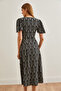 Women's Ethnic Black V-Neck Belted Button Knitted Dress Elb- 19002048 - 3
