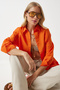 Women's Orange Oversize Long Basic Shirt DD00842 - 2