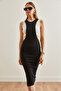 Women's Black Crop Blouse Side Open Dress 2 Piece Suit Elb- 19002175 - 3