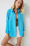 Blue Oversize Women's Shirt - Long Basic Model MX00167