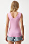 Women's Candy Pink Deep Front Back V-Neck Viscose Blouse EN00578 - 5