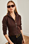 Women's Bitter Brown Zippered Scuba Jacket Ckt- 19000362 - 3