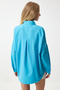 Blue Oversize Women's Shirt - Long Basic Model MX00167 - 5
