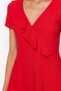 Red Ruffled Double Breasted Closure Skater/Waist Opening Stretchy Midi Knitted Dress Twoss24El01068 - 5