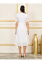 Sequin Detail Puff Sleeves Wrap Midi Dress - 4