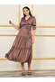 Lurex Striped Chiffon Tiered Midi Dress with Self Tie Up - 2