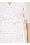 Sequin Detail Puff Sleeves Wrap Midi Dress - 3