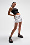 White Mini Denim Shorts Skirt - Women, Cargo Pocket, Optical Color - 5