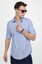 Sax Blue - 100% Cotton Linen, Long Sleeve, Epaulette Slim Fit Men's Shirt