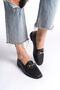 Women's Special Design Genuine Leather Elegant Buckle Detailed Low Sole Loafer Shoes - 6