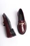 Women's Special Design Metal Buckle Detailed Patent Leather Loafer Shoes - 2