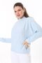 Women's Plus Size Baby Blue Wool Viscose Fabric Bat Sleeve Blouse 65N37703 - 6