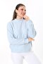 Women's Plus Size Baby Blue Wool Viscose Fabric Bat Sleeve Blouse 65N37703 - 4