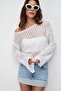 Openwork Crop Knitwear Blouse - Relaxed Fit