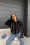 Women's Black Stripe Detailed Openwork Knitwear Blouse - 3