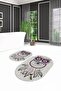 Digital Non-Slip Washable Owl Pattern Oval Bathroom Set Toilet Set, GRAY - 2