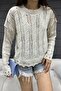 Women's Cream Split Detailed Knitwear Blouse - 2